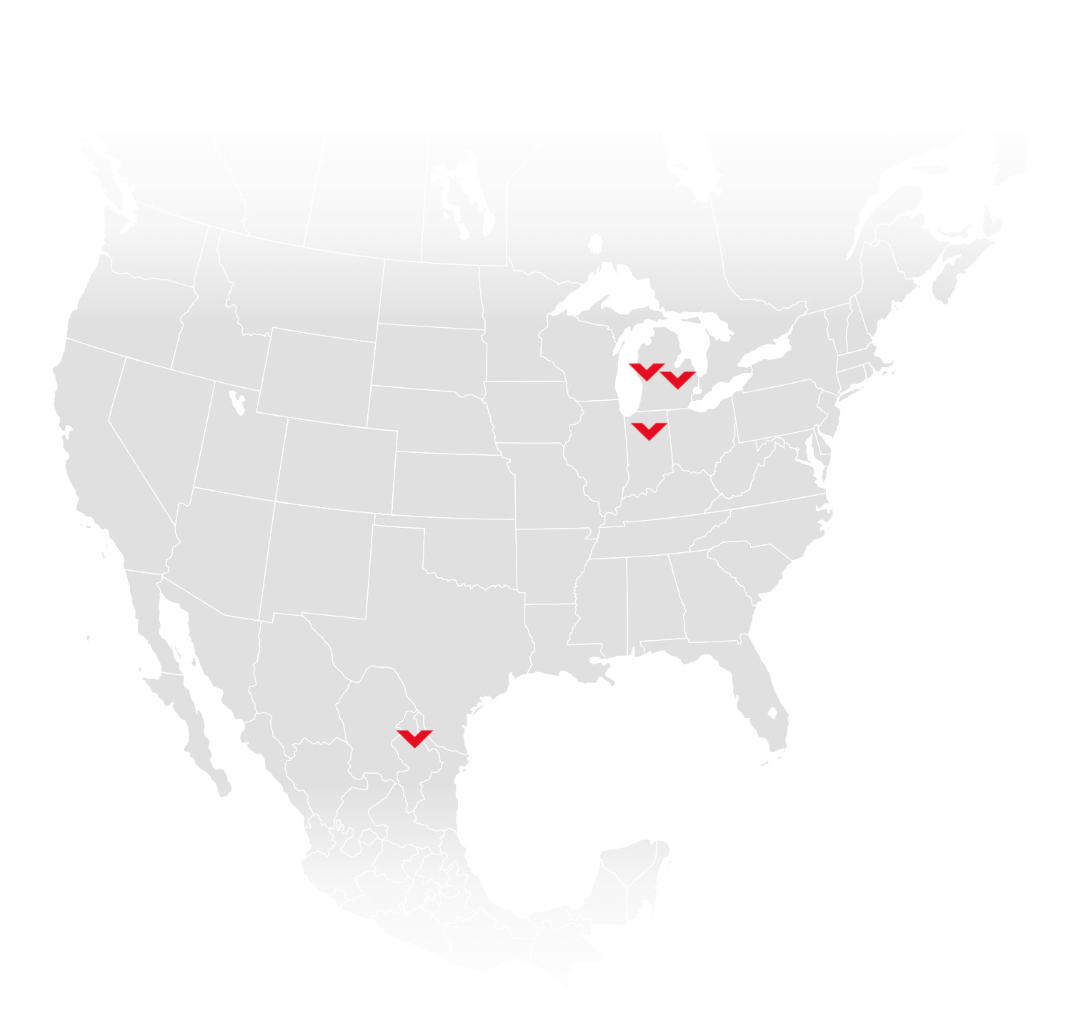 North American map with KC Jones locations marked